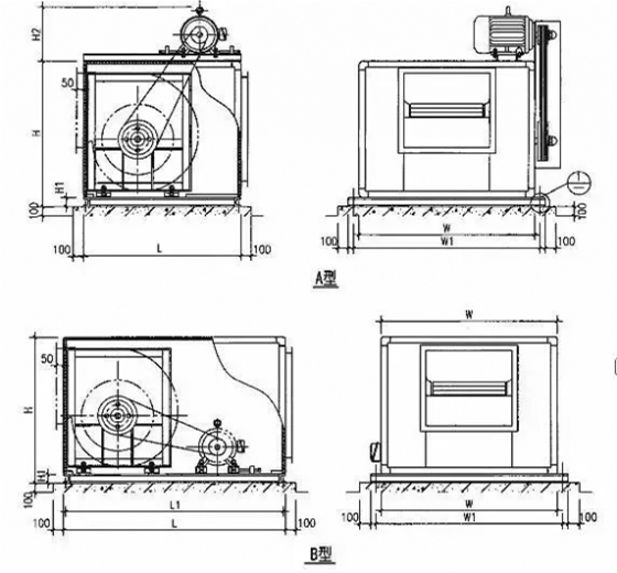 雙速高溫排煙風(fēng)機(jī)箱落地安裝